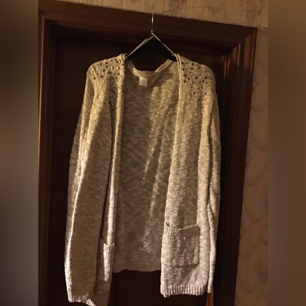 Cream Mingled Sweater Cadigan XXL w pockets